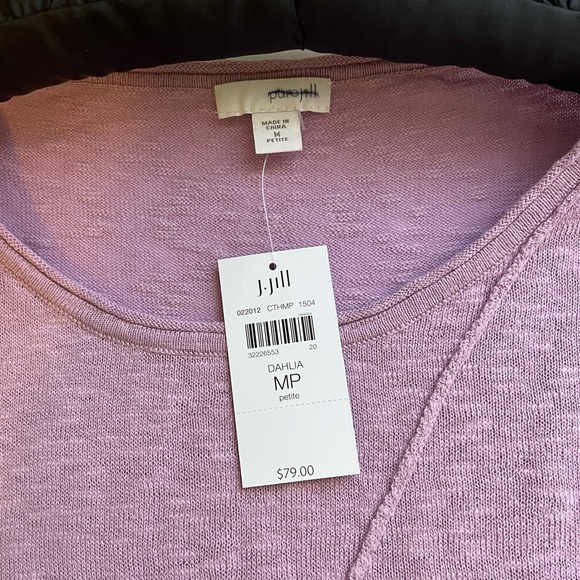 J. Jill Tops Pure Jill Linen Asymmetrical Hem Top Color Purple Size: MP - Picture 5 of 8